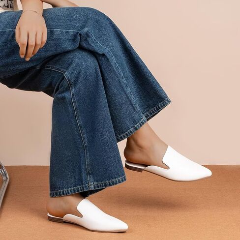 MUSSHOE Women’s Pointed Toe Mule Flats: Comfortable Lightweight Slip On Backless Loafers with Memory Foam for Office Work & Dressy Casual Wear in Saudi Arabia