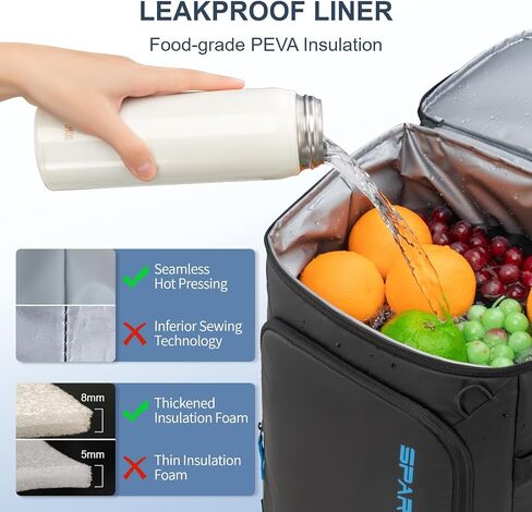 SPARTER Backpack Cooler Insulated 33/49 Can Leakproof Waterproof Bag Beach | 20H Double Compartments Multi Pockets Bottle Opener Water Resistant Lightweight Padded Strap Picnic Hiking Camping Men Women in Kuwait