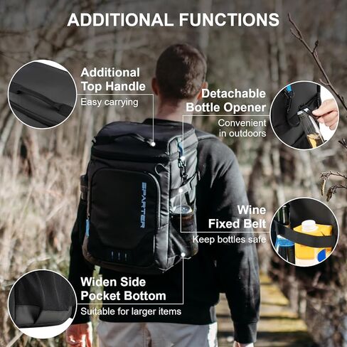 SPARTER Backpack Cooler Insulated 33/49 Can Leakproof Waterproof Bag Beach | 20H Double Compartments Multi Pockets Bottle Opener Water Resistant Lightweight Padded Strap Picnic Hiking Camping Men Women in Kuwait