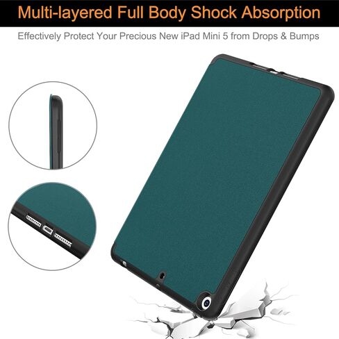 حافظة Soke لجهاز iPad Mini 5 2019 مع حامل أقلام، حافظة ذكية ممتازة مع حماية قوية، غطاء خلفي ناعم للغاية من مادة TPU مع وظيفة النوم/الاستيقاظ التلقائي لجهاز Apple iPad Mini 5th Gen الجديد (أسود) in Kuwait