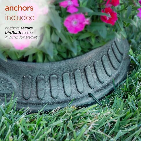 Alpine Corporation TIZ112 Alpine Plastic Outdoor Decor for Garden, Patio, Deck, Porch-Green Birdbath with Planter Pedestal, 25 Inch Tall, 15"L x 15"W x 25"H, Turquoise in Kuwait