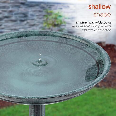 Alpine Corporation TIZ112 Alpine Plastic Outdoor Decor for Garden, Patio, Deck, Porch-Green Birdbath with Planter Pedestal, 25 Inch Tall, 15"L x 15"W x 25"H, Turquoise in Kuwait