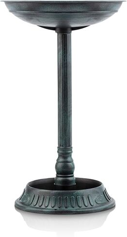 Alpine Corporation TIZ112 Alpine Plastic Outdoor Decor for Garden, Patio, Deck, Porch-Green Birdbath with Planter Pedestal, 25 Inch Tall, 15"L x 15"W x 25"H, Turquoise in Kuwait