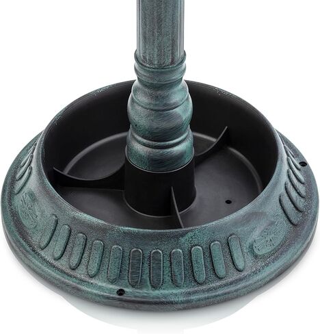 Alpine Corporation TIZ112 Alpine Plastic Outdoor Decor for Garden, Patio, Deck, Porch-Green Birdbath with Planter Pedestal, 25 Inch Tall, 15"L x 15"W x 25"H, Turquoise in Kuwait