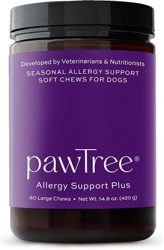 دعم الحساسية الطبيعية من pawTree للكلاب - مثالي للحكة، والجلد المتهيج، والحساسية الموسمية والغذائية، والبقع الساخنة. تكملة سيحبها حيوانك الأليف. مضغ صغير للحيوانات الأليفة - 60 قطعة (صغير) in Kuwait