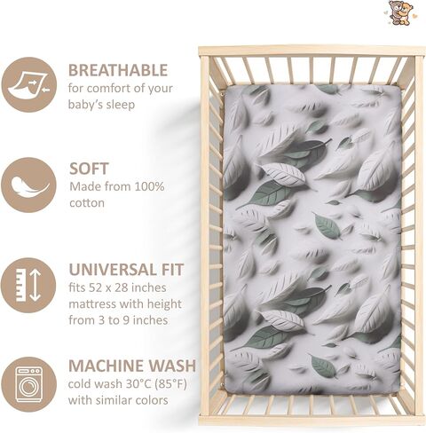 Organic Crib Sheet - 100% Cotton Baby Crib Sheets - Standard Crib Mattress Sheet (52 x 28 in) - Fitted Crib Sheets Girl Boy Neutral - Toddler Bed Sheets (3D Flower Blue) in Saudi Arabia