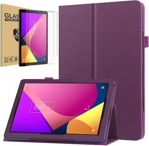 Case for TCL TAB 8 LE Case with Tempered Glass Screen Protector (Model 9137W) 2023 Release, Folio PU Leather Protective Stand Tablet Cover with Pencil Holder-Metro PCS (Flowing Marble) in Kuwait