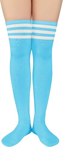Century Star Women's Casual Athlete Striped Over Knee Socks Thin Thigh High Tights Stockings in Kuwait