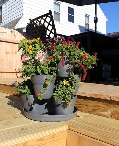 EMSCO Bloomers Stackable Flower Tower Planter – Holds up to 9 Plants – Great both Indoors and Outdoors – Terra Cotta in Kuwait
