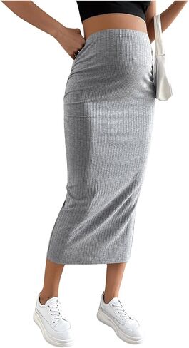 SHENHE Women's Maternity Skirt Long Skirt Rib Knit High Waist Pencil Skirt in Saudi Arabia