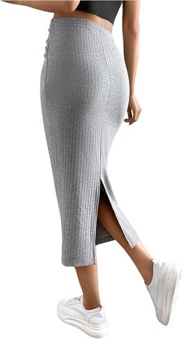 SHENHE Women's Maternity Skirt Long Skirt Rib Knit High Waist Pencil Skirt in Saudi Arabia
