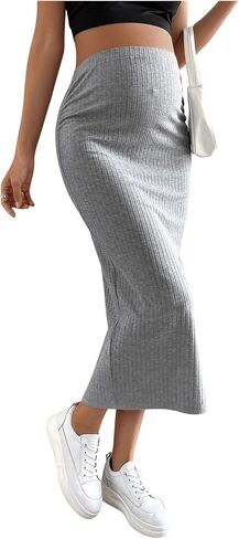 SHENHE Women's Maternity Skirt Long Skirt Rib Knit High Waist Pencil Skirt in Saudi Arabia