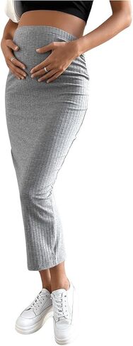 SHENHE Women's Maternity Skirt Long Skirt Rib Knit High Waist Pencil Skirt in Saudi Arabia