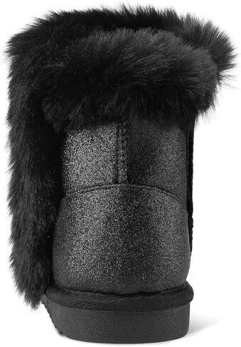 K KomForme Girls Snow Boots Warm Fur Lined Glitter Strap Winter Shoes Lightweight with Hook-and-loop(Toddler/Little Kids/Big Kids) in Kuwait