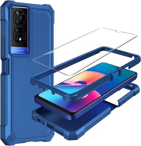 for TCL 50 XE case, with Tempered Glass Screen Protector 360 Full-Body Soft TPU Bumper Shockproof Silicone Protective Phone Cover Case for TCL 50 XE 5G (Black) in Kuwait