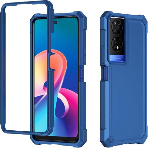 for TCL 50 XE case, with Tempered Glass Screen Protector 360 Full-Body Soft TPU Bumper Shockproof Silicone Protective Phone Cover Case for TCL 50 XE 5G (Black) in Kuwait