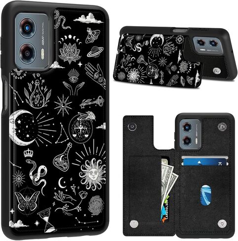 for Motorola Moto G Power 2023 5G Case Wallet with Card Holder, Flip Leather Case Built-in Card Slots Kickstand Shockproof Cover for Moto G Power 2023 5G, Sunflower Sugar Skulls US Flag in Kuwait