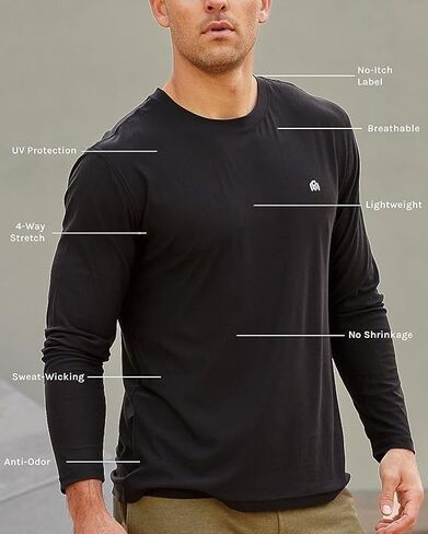قميص رياضي بأكمام طويلة للرجال مقاس S - 4XL، قميص Dri Fit Performance للتمرين in Kuwait