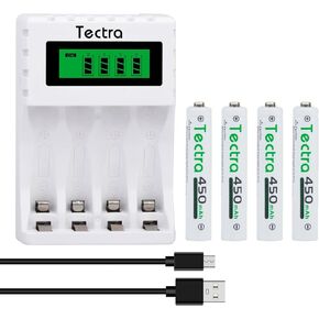 2X بطاريات AAAA، بطاريات Ni-MH AAAA قابلة لإعادة الشحن + شاحن USB LED لقلم السطح، القلم النشط، شمعة LED، مصباح يدوي، قرص مضغوط محمول، مشغلات MP3، كاميرا رقمية والمزيد in Kuwait