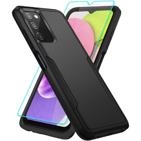 حافظة Yiakeng لهاتف Samsung Galaxy A03S، حافظة هاتف Galaxy A03S مع واقي شاشة عالي الدقة [تم اختبار السقوط من الدرجة العسكرية]، حافظة هاتف واقية مزدوجة الطبقات مناسبة لهاتف Samsung Galaxy A03S (أزرق)