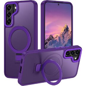 for Samsung Galaxy S24 FE Case,with Magnetic Invisible Stand [Military Drop Protection] [Compatible with MagSafe] Shockproof Slim Translucent Anti-Slip, Black