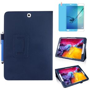 Slim Leather Case for Samsung Galaxy Tab S2 9.7 Inch 2015 (SM-T810 T813 T815 T817 T819), Multi-Angle Stand Full-Protective Tablet Cover Book Case with Stylus Pen,Screen Film (Black)