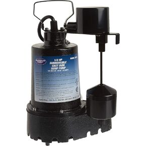 Superior Pump 92341 1/3 HP Cast Iron Submersible Sump Pump with Vertical Float Switch
