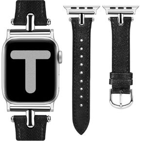 Wearlizer Leather Band Compatible with Apple Watch Band Women 38/40/41/42/44/45/49mm Dressy Fashion Fancy Strap with T-shape Metal Buckle for iWatch Bands Ultra SE Series 10 9 8 7 6 5 4 3 2 1