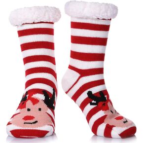 LINEMIN Womens Winter Slipper Socks With Grippers Cozy Warm Cute Fuzzy Slipper Socks