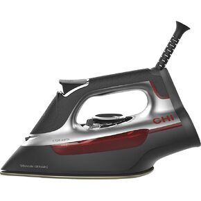 CHI Steam Iron for Clothes with Large Durable Lava-Infused Ceramic Soleplate, Extra-Long 10' Cord, Red (13130)