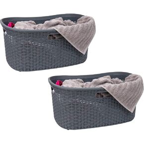 Mind Reader Basket Collection, Laundry Basket, 40 Liter (10kg/22lbs) Capacity, Cut Out Handles, Ventilated, Set of 2, Pink in Kuwait