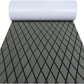 EVA Boat Flooring Carpet with Cross Groove Marine Teak decking Sheet for Yacht,74.8"×27.5" Self Adhesive (Light Grey +Black Cross)
