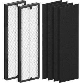 4 Packs NEA-F1 H13 True HEPA Replacement Air Filter, Compatible with Eureka NEA120 and Toshiba Feature Smart WiFi Purifier, 4 HEPA Filters (NEA-F1) and 8 Carbon Pre-Filters (NEA-C1)