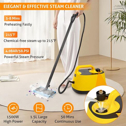 Steamer for Cleaning, WICHEMI 1800W High Temperature Handheld Steam Cleaner for Car with 2100ML Water Tank, Electric Steam Cleaning Machine for Home Use Car Detailing Carpets and Ironing Clothes in Kuwait