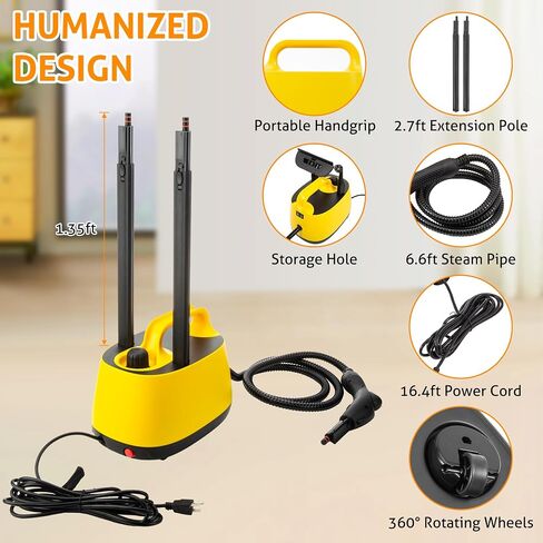 Steamer for Cleaning, WICHEMI 1800W High Temperature Handheld Steam Cleaner for Car with 2100ML Water Tank, Electric Steam Cleaning Machine for Home Use Car Detailing Carpets and Ironing Clothes in Kuwait