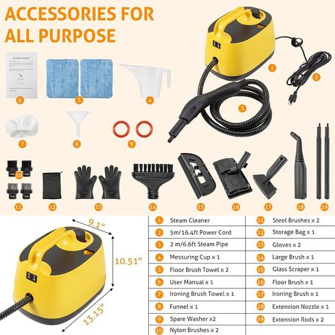 Steamer for Cleaning, WICHEMI 1800W High Temperature Handheld Steam Cleaner for Car with 2100ML Water Tank, Electric Steam Cleaning Machine for Home Use Car Detailing Carpets and Ironing Clothes in Kuwait