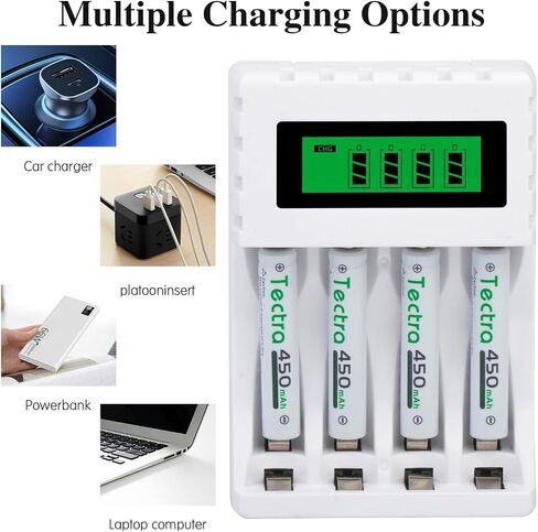 2X AAAA Batteries, Ni-MH AAAA Rechargeable Batteries + LED USB Charger for Surface Pen, Active Stylus, LED Candle, Flashlight, Portable CD, MP3 Players, Digital Camera and More in Saudi Arabia