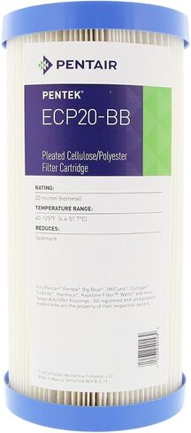 Pentair Pentek ECP5-BB Big Blue Sediment Water Filter, 10-Inch, Whole House Heavy Duty Pleated Cellulose Polyester Replacement Cartridge, 10" x 4.5", White End-Cap, 5 Micron in Kuwait