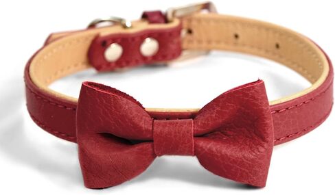 Martha Stewart Leather Bow Tie Buckle Collar for Dogs, Brown, Size 16 in Kuwait