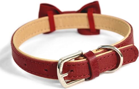 Martha Stewart Leather Bow Tie Buckle Collar for Dogs, Brown, Size 16 in Kuwait