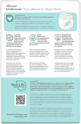 Tranquility Essential Adult Absorbent Underwear, Pull On with Tear Away Seams, Heavy Absorbency, 2X-Large (62"-80") - 12 ct (Pack of 1) in Saudi Arabia