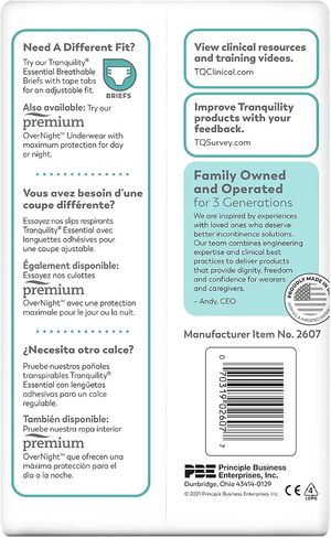Tranquility Essential Adult Absorbent Underwear, Pull On with Tear Away Seams, Heavy Absorbency, 2X-Large (62"-80") - 12 ct (Pack of 1) in Saudi Arabia