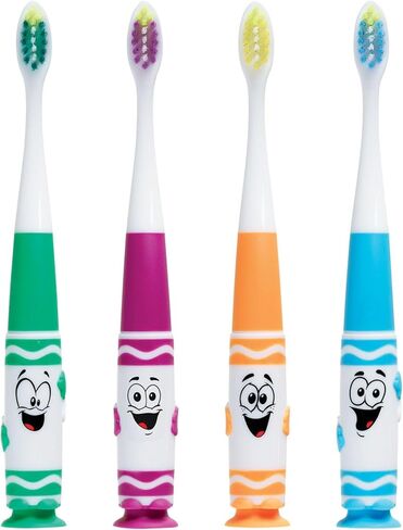 فرشاة أسنان GUM Crayola للأطفال الصغار، شعيرات فائقة النعومة وضيقة، رأس مدبب لإزالة لوحة الأسنان بلطف، للأعمار من 3 سنوات فما فوق، 1 قيراط (عبوة من 4 قطع) in Saudi Arabia