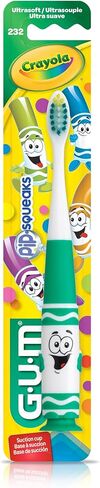 فرشاة أسنان GUM Crayola للأطفال الصغار، شعيرات فائقة النعومة وضيقة، رأس مدبب لإزالة لوحة الأسنان بلطف، للأعمار من 3 سنوات فما فوق، 1 قيراط (عبوة من 4 قطع) in Saudi Arabia
