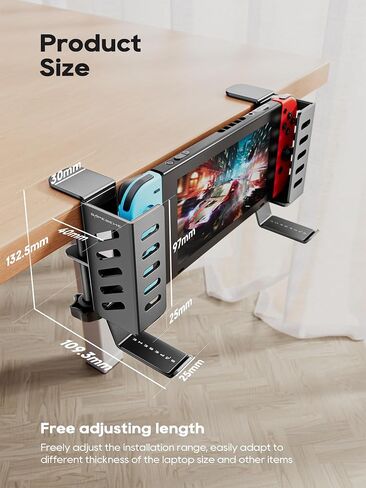 Desk Side Laptop Holder, Desk Side Storage, No Drill Side Desk Organizer, Side Desk Laptop Mount, Tablets Hanging Holder, Clamp on Desk Organizer for Laptops/Tablets/Keyboards/Headphone, White in Saudi Arabia