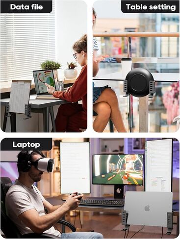Desk Side Laptop Holder, Desk Side Storage, No Drill Side Desk Organizer, Side Desk Laptop Mount, Tablets Hanging Holder, Clamp on Desk Organizer for Laptops/Tablets/Keyboards/Headphone, White in Saudi Arabia
