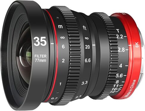 مايك عدسة T2.2 بفتحة كبيرة 25 ملم بتركيز يدوي منخفض التشوه APS-C S35 بصيغة 6K ميني برايم سين متوافقة مع كاميرات كانون ار اف ماونت R7 R10 in Kuwait