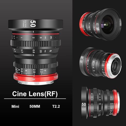 Meike 25mm T2.2 Large Aperture Manual Focus Low Distortion APS-C S35 Format 6K Mini Prime Cine Lens Compatible with Canon RF Mount Cameras R7 R10 R50 in Kuwait