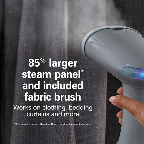 Hamilton Beach Handheld Garment Steamer for Clothes, Fabric and Drapes, 15 Minutes of Continuous Steam, Portable Wrinkle-Remover for Home and Travel, 1000 Watts, White & Blue (11555) in Saudi Arabia