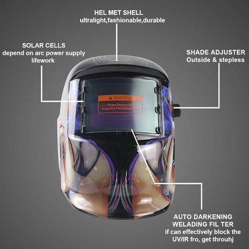 خوذة لحام ذاتية التعتيم تعمل بالطاقة الشمسية مع ظل قابل للتعديل 4/9-13 لقناع اللحام القوسي Tig Mig (الجوكر) in Kuwait